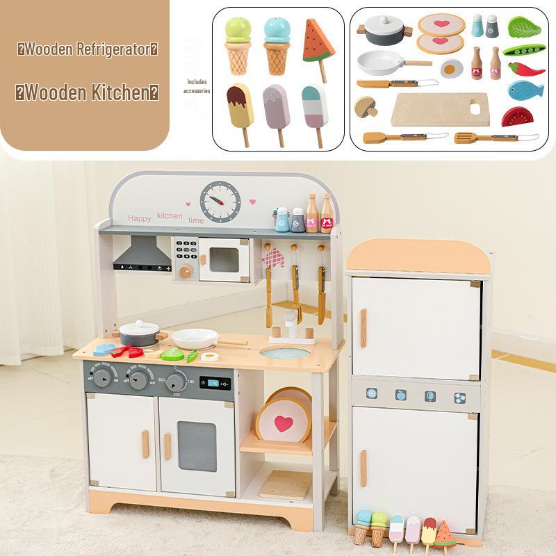 Wooden Pretend Play Kitchen Set: Fruit Cutting Toys for Kids' Birthday Gift