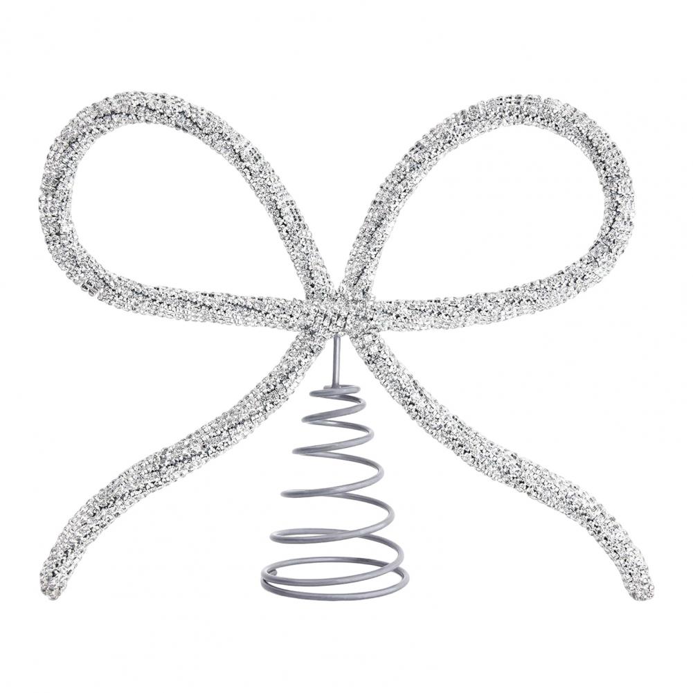 9.8  Rhinestone Bow Tree Topper Gold/Silver Rhinestone Bow Tree Top Ornament for Xmas Holiday Wedding Birthday Party Decor