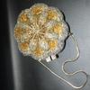 Handmade Rhinestone Floral Evening Clutch - Three-dimensional Design for Weddings & Banquets