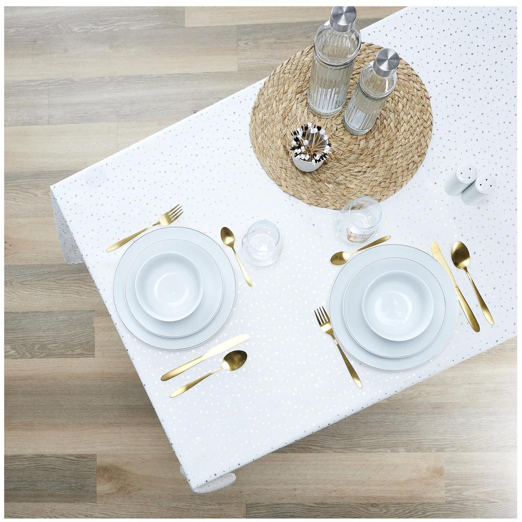 Les Trésors De Lily [A3679] - Designer Tablecloth 'Une Etoile Est Née' Golden White - 250x140 Cm