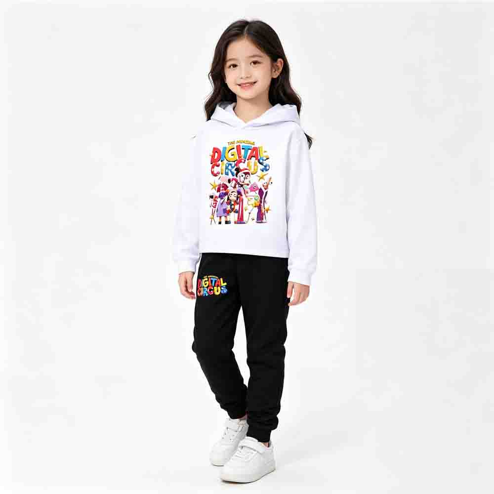 Het Geweldige Digitale Circus Meisjes Cropped Hoodie Broek Twee Delig Pak Casual Mode Pomni Opdruk Kinder Outfit