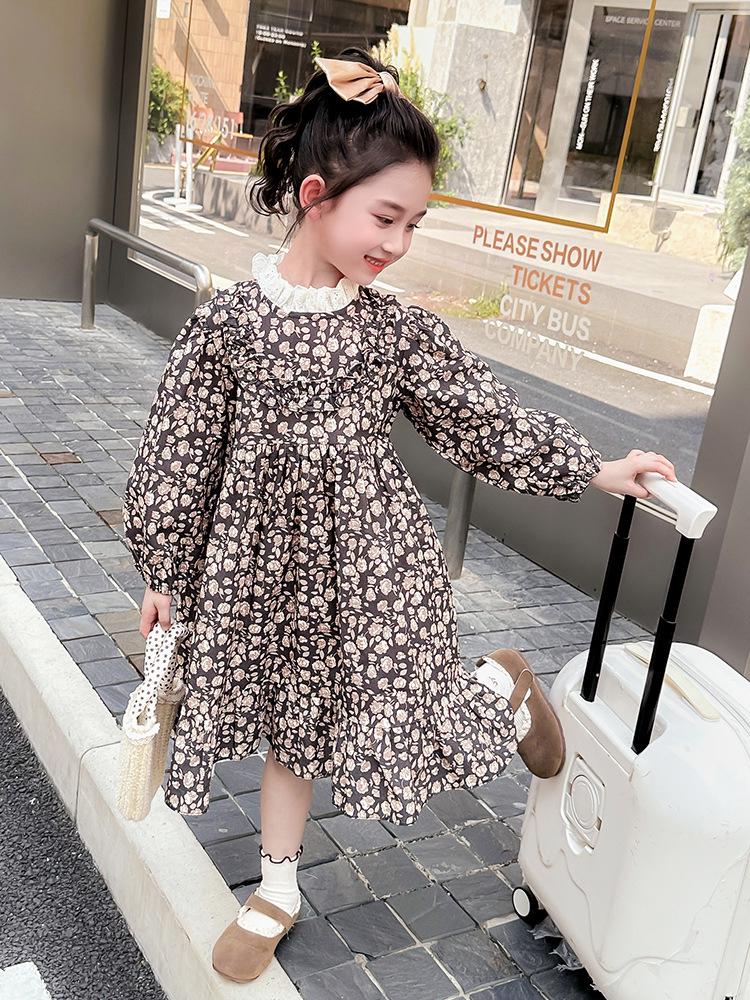 Korean Style Floral Princess Dress for Girls - 2025 Autumn/Winter Collection