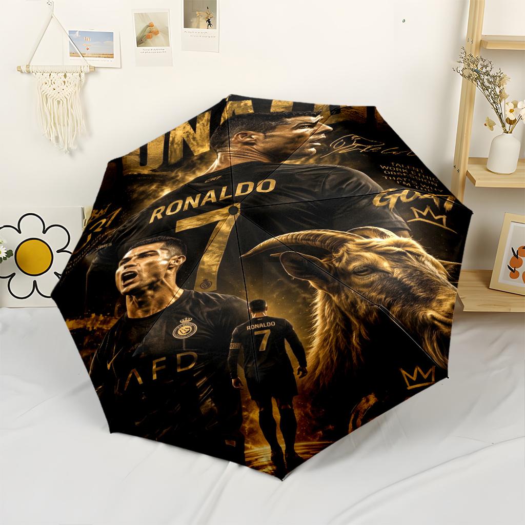Ronaldo's Legacy: Goat Automatic Umbrella Folding Umbrella with 8 Ribs Lightweight for Outdoor Daily Use Fashionable Accessory