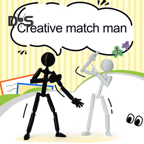 Stickman Ornament Multi-Purpose Action Figure Decor Mysterious Design Stress Relief Toy with Fully Poseable Robot