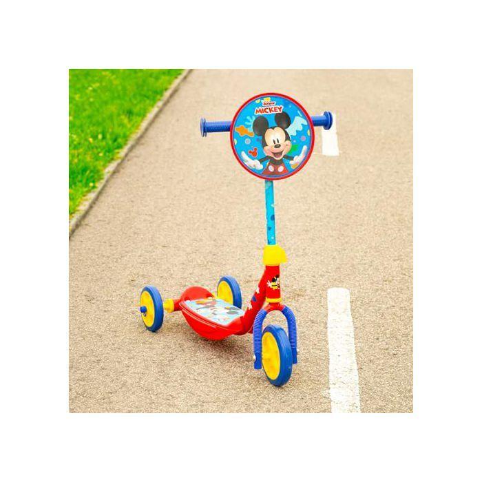 Trottinette à 3 roues pour enfants - Disney - Mickey - À partir de 2 ans - Guidon réglable 58-65 cm - Bleu ciel