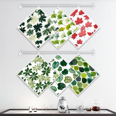 Cleaning Cloth Reusable Kitchen Dish Towels Eco-friendly Microfiber Green Leaves Print Dishcloths Lint Free Washable Duster Rags Tea Towels 9*7inch