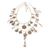Personality trend retro light luxury style ancient gold alloy sun moon stars stacked chain necklace woman