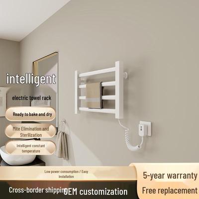 Toallero Eléctrico Calefactable Inteligente para Baño, Instalación sin Taladro, con Almacenamiento.