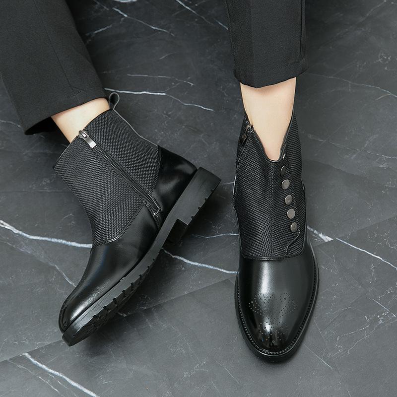 Fashion new men's high-top single-breasted Chelsea boots men's British style personalized polished Martin boots