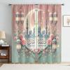 2PCS Pink Green Gradient Ramadan Floral Decoration Curtains   Sweet Wind   Living Room and Bedroom   Drawbar Pocket Decoration