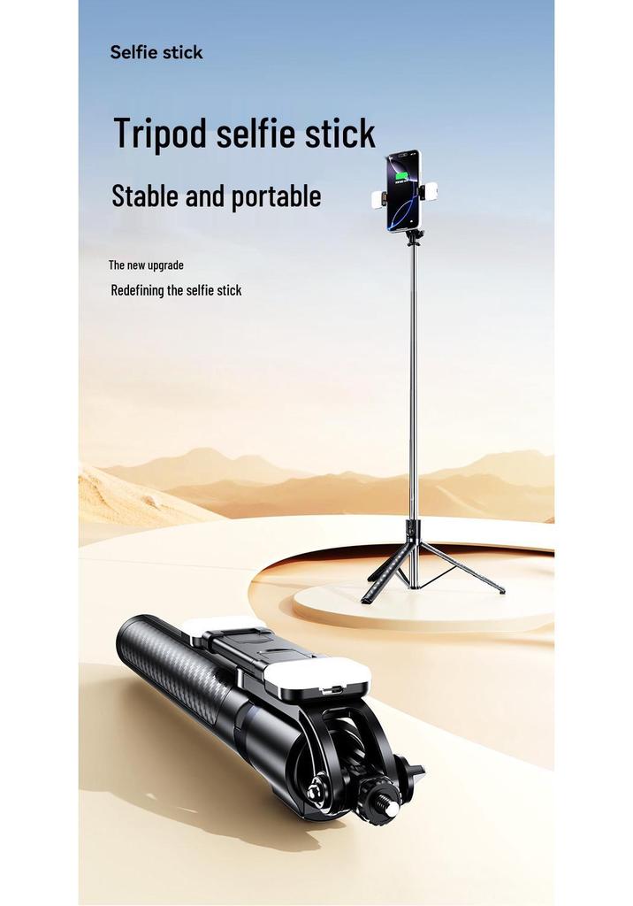 Universal Bluetooth Selfie Stick Tripod - Portable Telescopic Pole for Travel and Live Broadcasts.