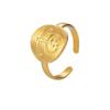 18K Gold Adjustable Smiley Face Open Ring for Women - Light Luxury, Simple, Colorfast Stainless Steel Jewelry