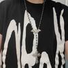 Punk Rock Sliver Color Bat Hollowed-out Pattern Cross Pendant Black Bead Chain Necklace for Women Men Hallowmas Y2K Jewelry Gift