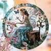 Bohemian Flower Fairy Sun Catcher - Vibrant Floral & Butterfly Acrylic Wall Art, Fairy Garden Decor for Outside, Whimsical Design, Nurseries, Vinta