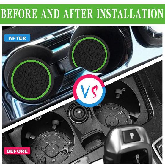 4PCS Car Cup Holder Coasters, Dustproof Automotive Interior Accessories Mat,2.75 Inch Non-Slip Ert Water Bottle Holder Pads, Universal For Vehicles,