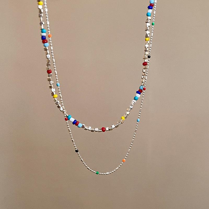 New Colorful Beads Choker Necklace Korean Fashion Simple Colorful Collar Short Chain Handmade Female Necklace Women Girl Jewelry