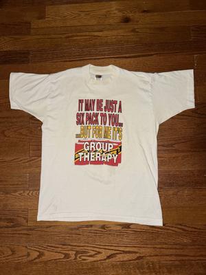 Vintage 90s Beer Group Therapy T Shirt Mens Large White Funny Six Pack Art Rare Unisex T-Shirt