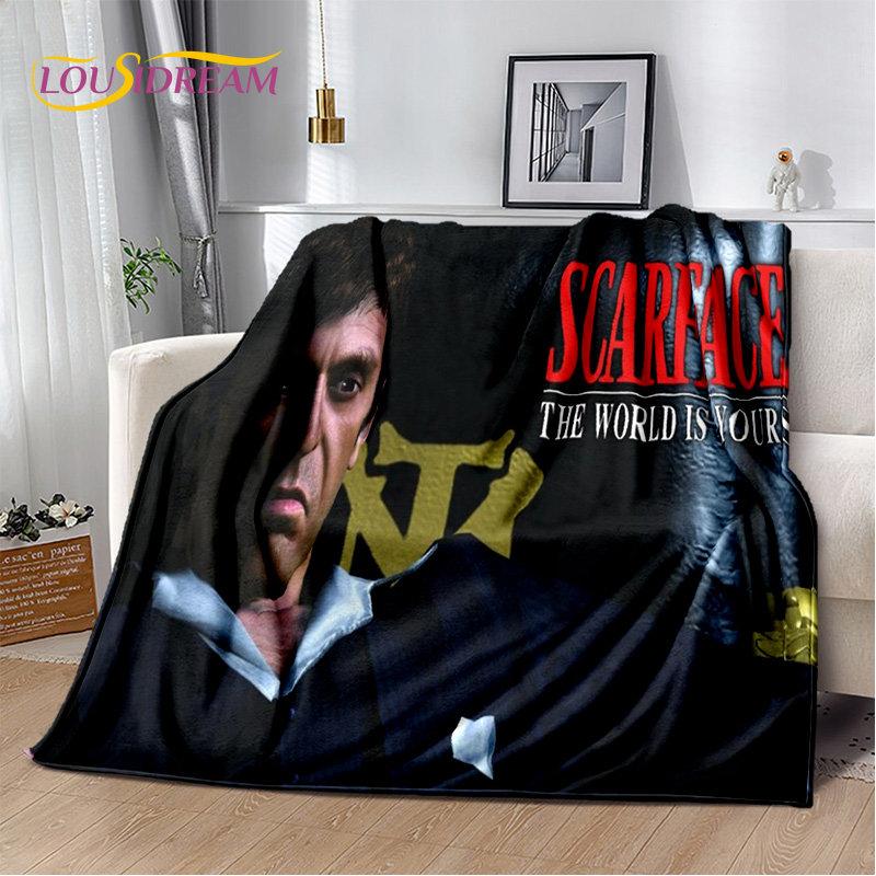 Movie Scarface Tony 3D Printing Soft Plush Blanket,Flannel Blanket Throw Blanket for Living Room Bedroom Bed Sofa Picnic Cover