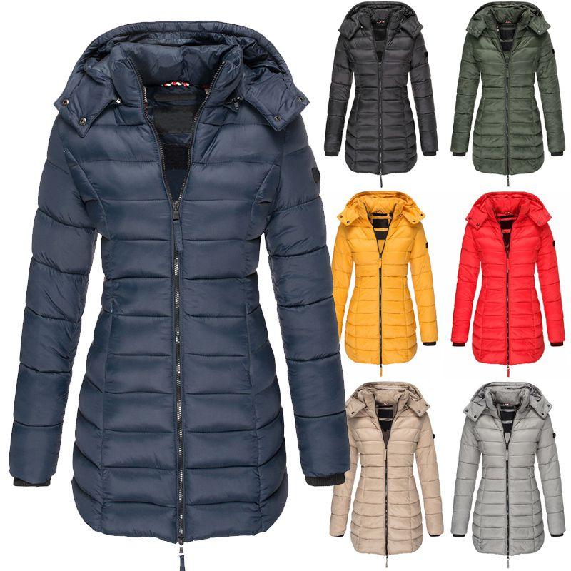 Womens Warm Winter Collar Hooded Long Coat Zipper Jacket Outwear Parka