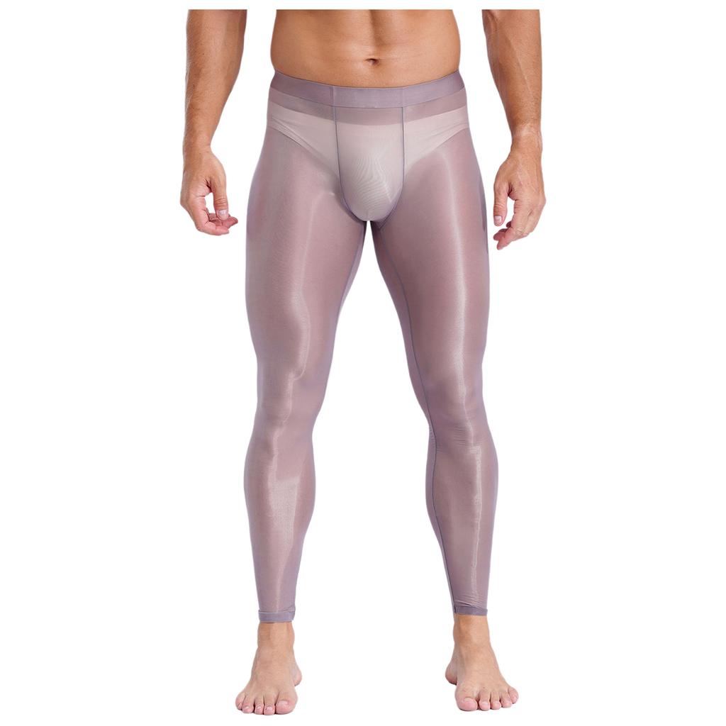 Męskie jedwabiste legginsy do jogi z lodowym efektem Elastyczny pas Ultra cienkie z wyprofilowaną kieszonką Prześwitujące rozciągliwe spodnie