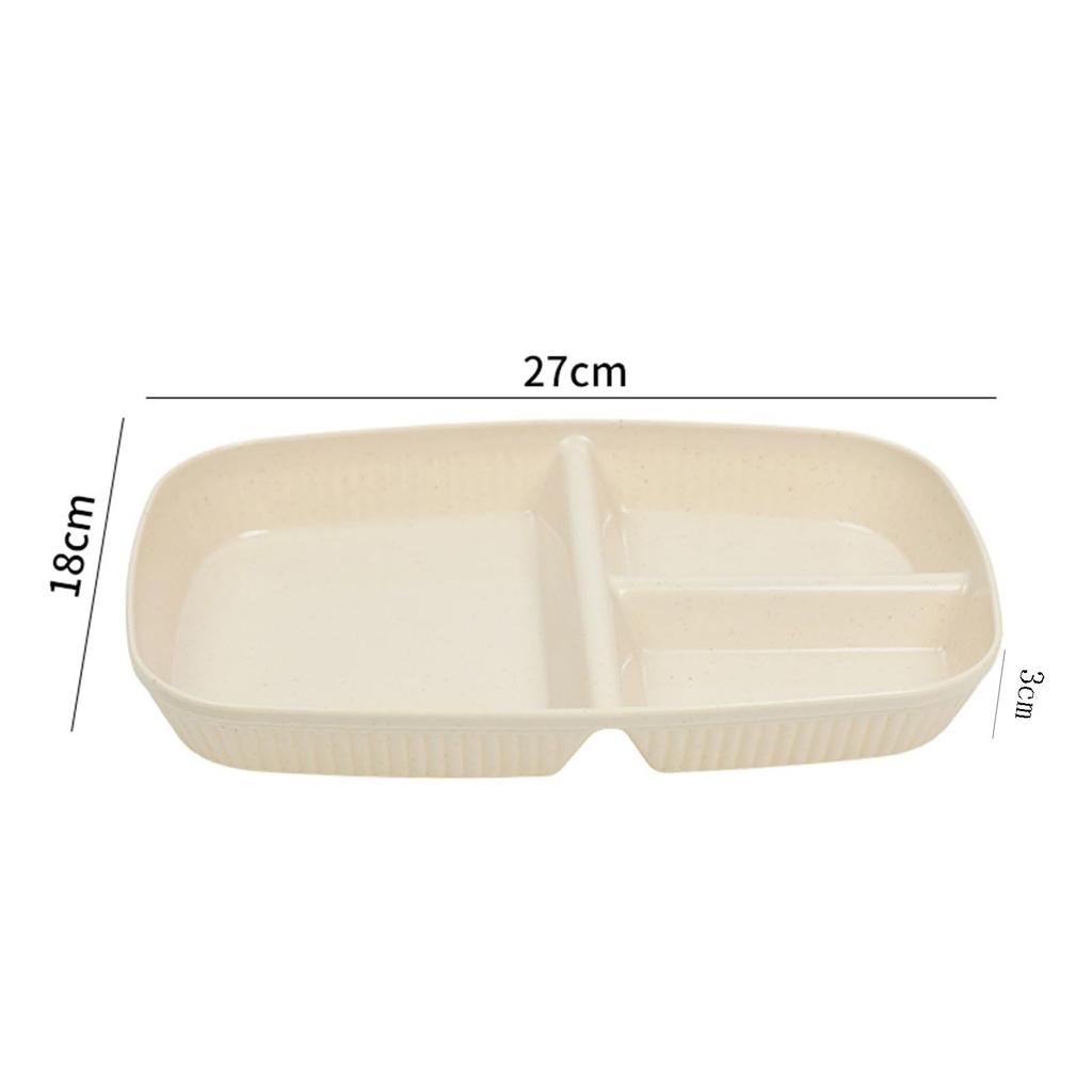 Set of 4 Lunch Plates, Divided Plates, Made of Resin, Lightweight and Shatter-Resistant, Deep Divided Plates, Dishwasher and Microwave Safe (Beige)