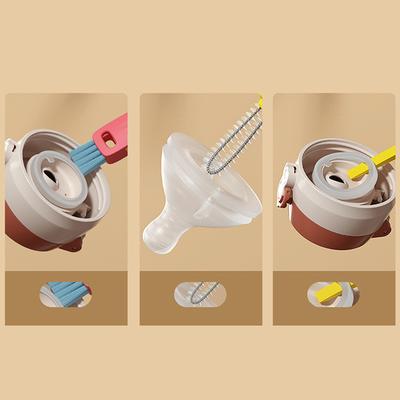 Flower Cup Cover Brush Cup Mouth Groove Gap Cleaning Brush Three-In-One Water Cup Brush Cleaning Bottle Straw Brush