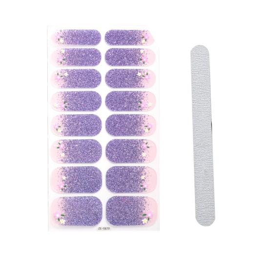 Třpytivé gelové proužky na nehty s pilníkem Snadno se aplikují a odstraňují Samolepicí nálepka na nehty Decal pro ženy Domácí manikúra DIY Zábal na nehty