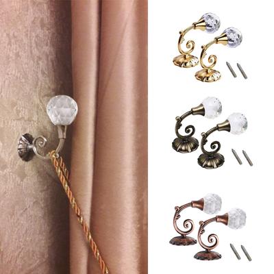 2pcs Large Metal Crystal Glass Curtain Holdback Wall Tie Back Hooks Hanger Holder Curtain Rods Accessoires