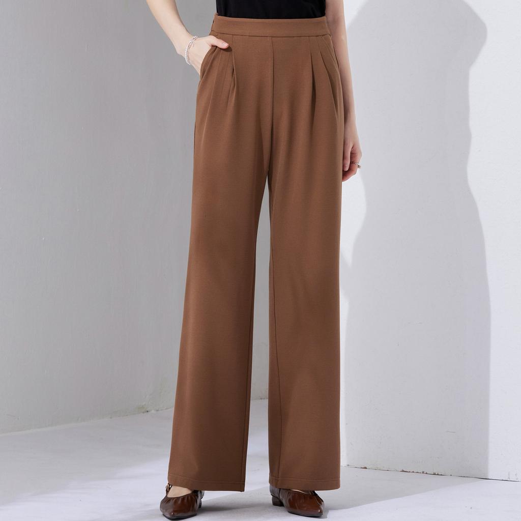 Simple and neat pleated design pants for women in summer, slim and high waisted versatile casual pants