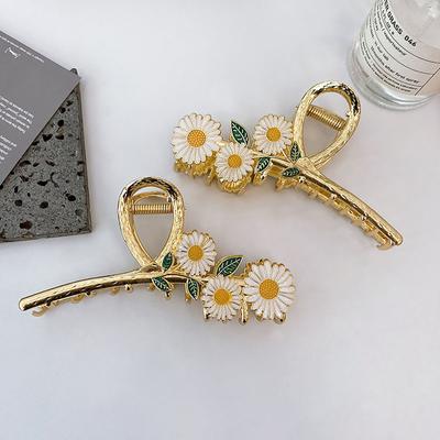 Dolce fermaglio per capelli con fiore letterario, per donne, con margherita, per accessori per capelli da donna