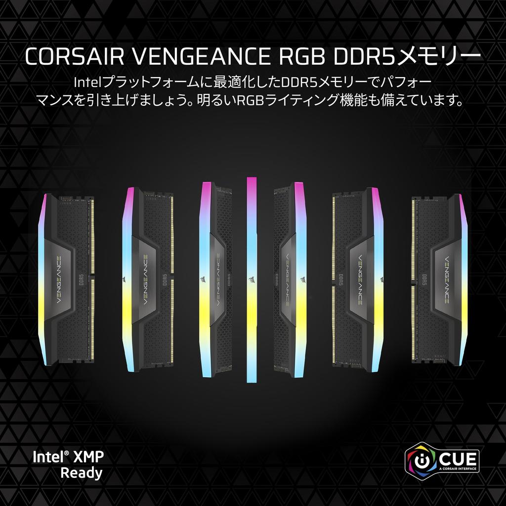 CORSAIR Desktop PC VENGEANCE RGB DDR5 Series Intel XMP Memory 32GB Black 16GB Memory CMH32GX5M2E6000C36 DDR5-6000MHz Memory, (PC5-48000), Kit, (Two
