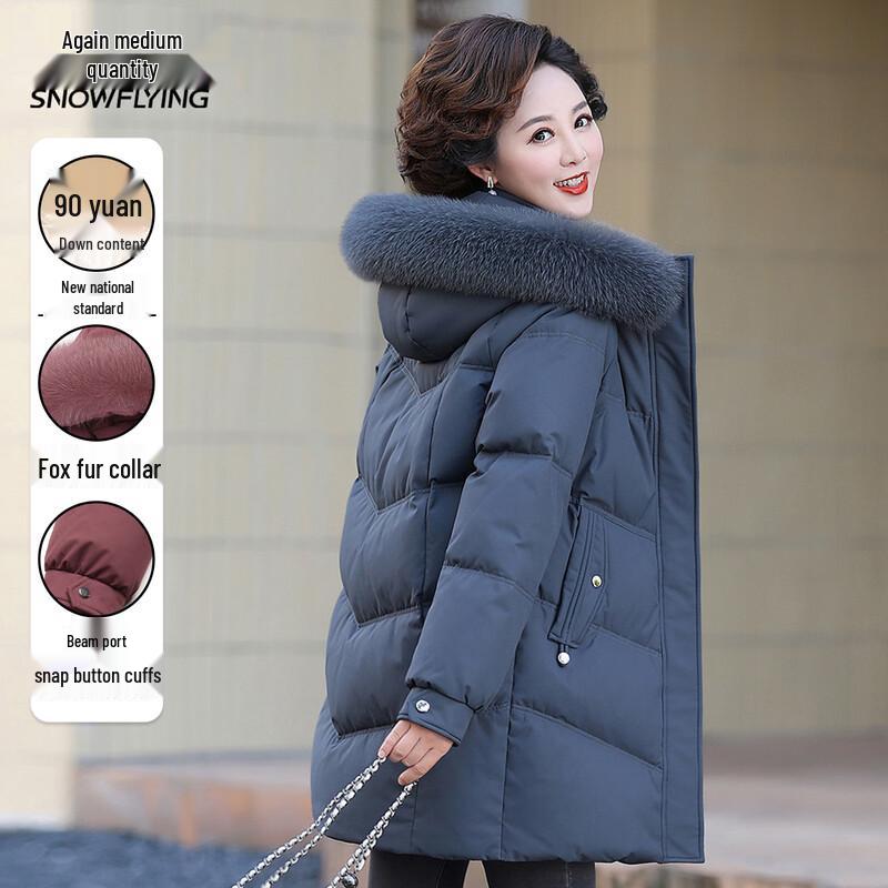 

Women s Winter Down Jacket with Fox Fur Collar 4XL