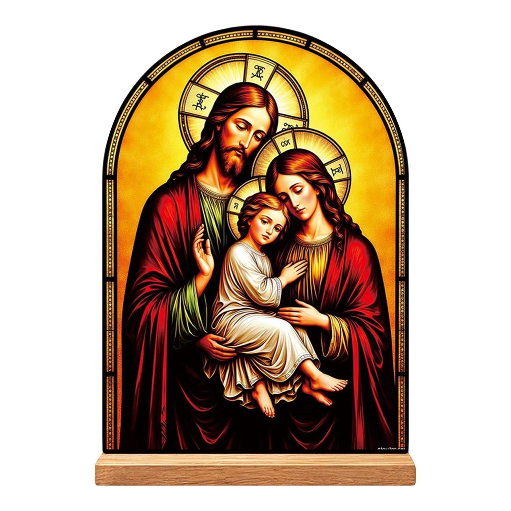 Easter Sacred Heart Tabletop Decoration Faux Glass Acrylic Display for Home Shelf Decor