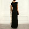 Women’s V Neck Sleeveless Maxi Dress Waist Cinched Slit Party Gown Evening Formal Dress Elegant Long Dress for Special Occasions