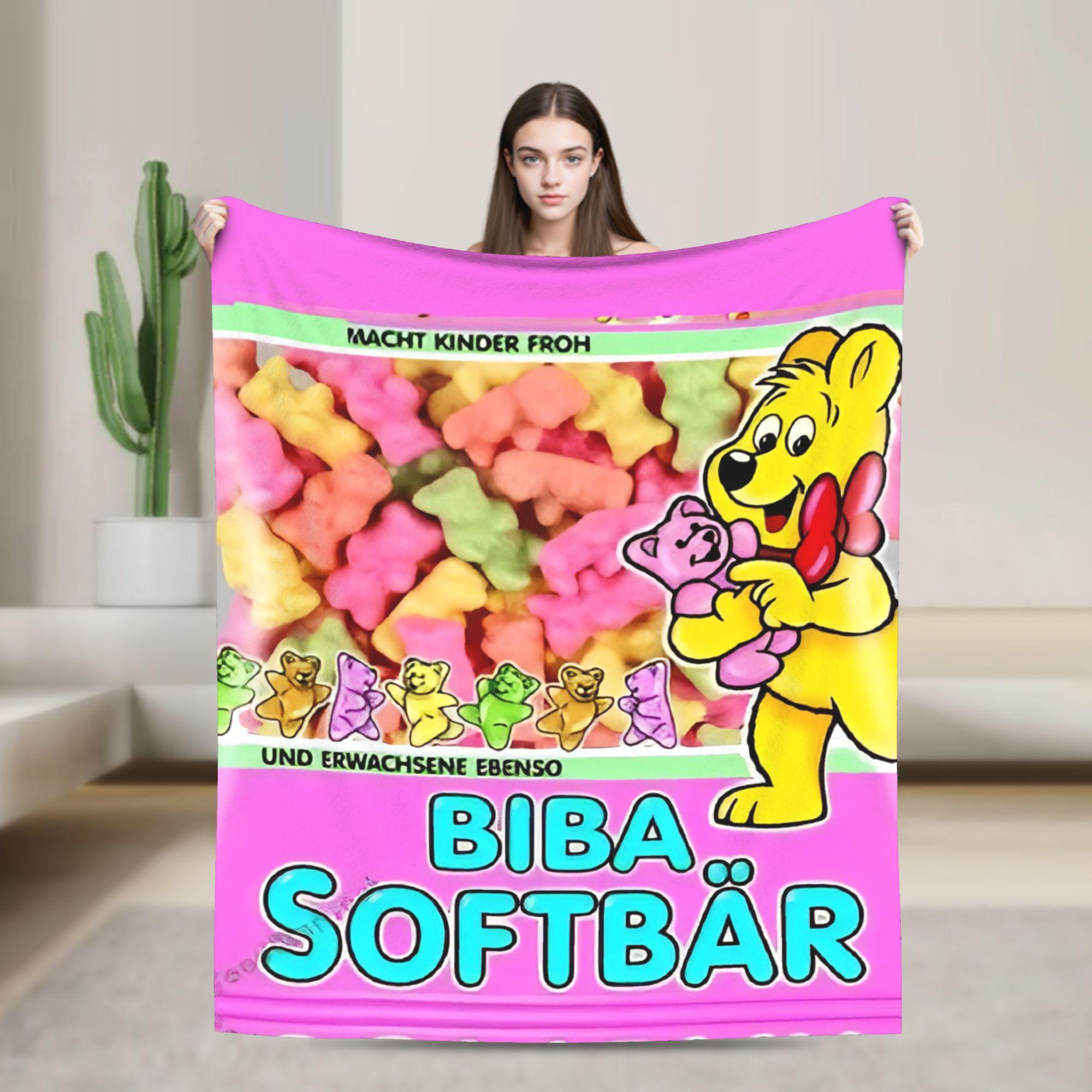

Haribo Candy Flannel Blankets Super Soft Throw Blanket for Home Decor Airplane Travel Pattern Bedspread Sofa Bed Cover 30x40in