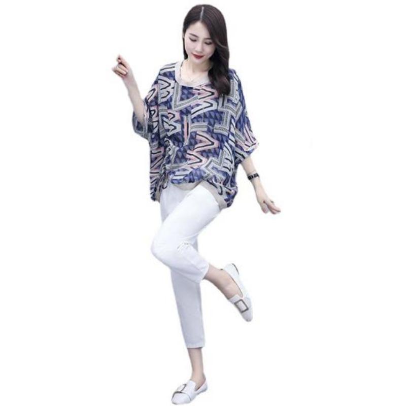 Modisches Damen-Zweiteiler-Set mit floralem Print, lässiger lockerer Stil, Damen-Sommer-Sets