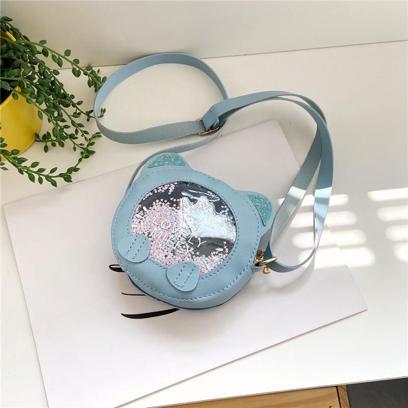 

New Creative Quicksand Mini Shoulder Bag Girls Messenger Bag Cartoon Wallet PU Leather Coin Purse Gifts for Student Keys Bag синий