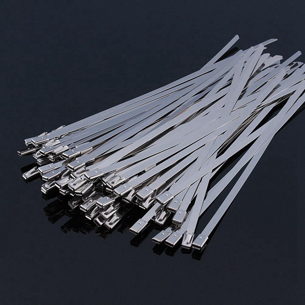 50 Stück 8" (4.6200mm) Edelstahl Auspuffband Beschichtete Selbstverriegelnde Kabelbinder