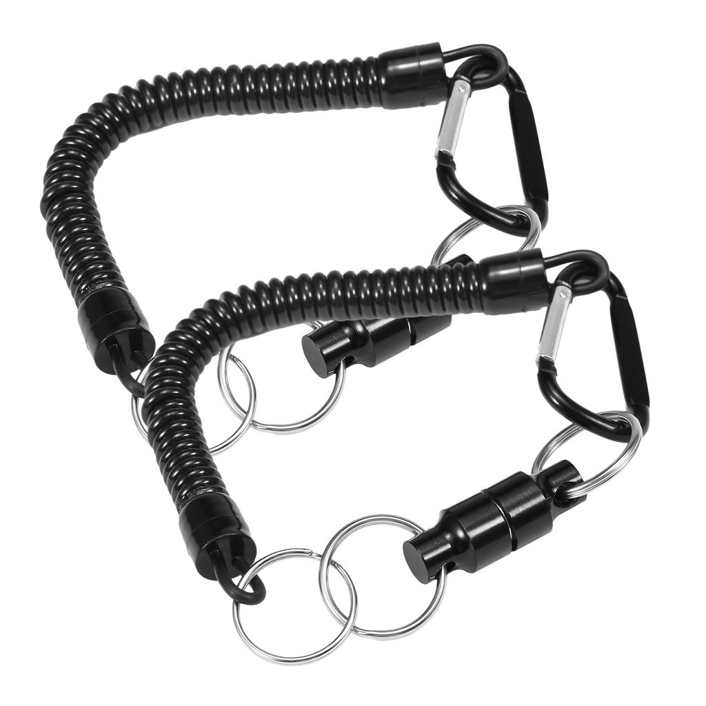 2 Stück Magnetischer Netzhalter mit Spiralkordel und Karabinerclip für Fliegenfischen