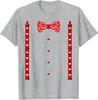 Red Hearts Bow Tie Suspenders Valentines Day Unisex T-Shirt