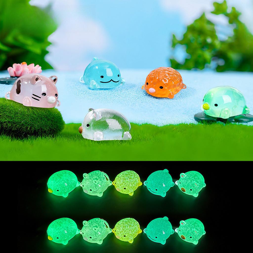 Cute Glow-in-the-dark Resin Animal Miniatures For Diy Micro Landscape Decor