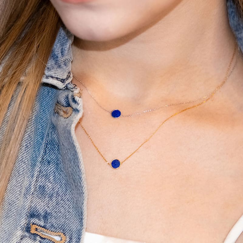BE/GINS Roca Mini Round Lapis Lazuli Necklace