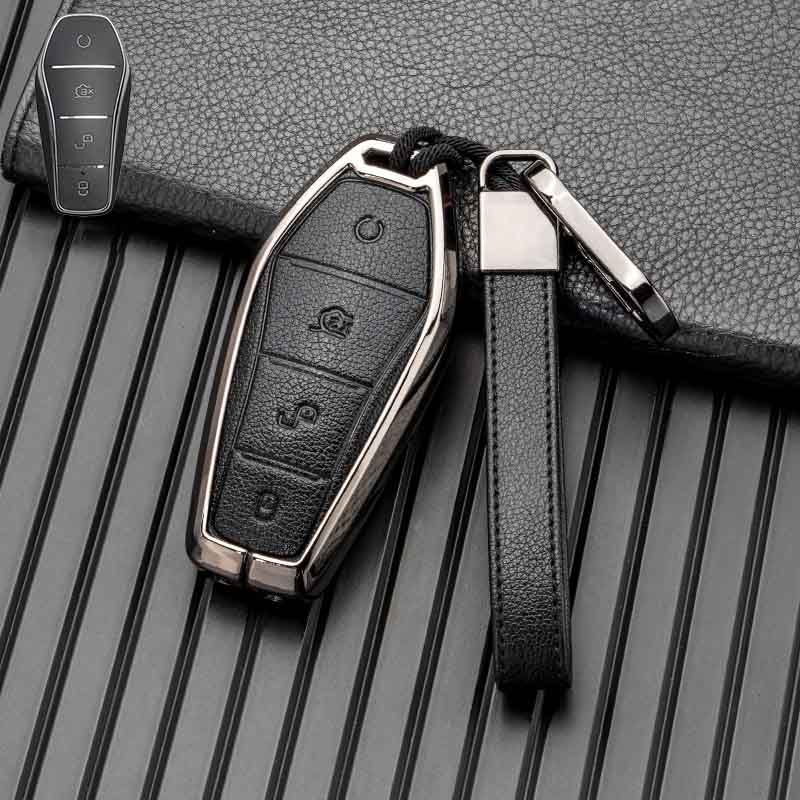 Schlüsseltasche Abdeckung für BYD Seal U Sealion 6 07 EV King Song Plus Champion Chazor Leder Metall Fernbedienung Halter Schlüsselanhänger Zubehör