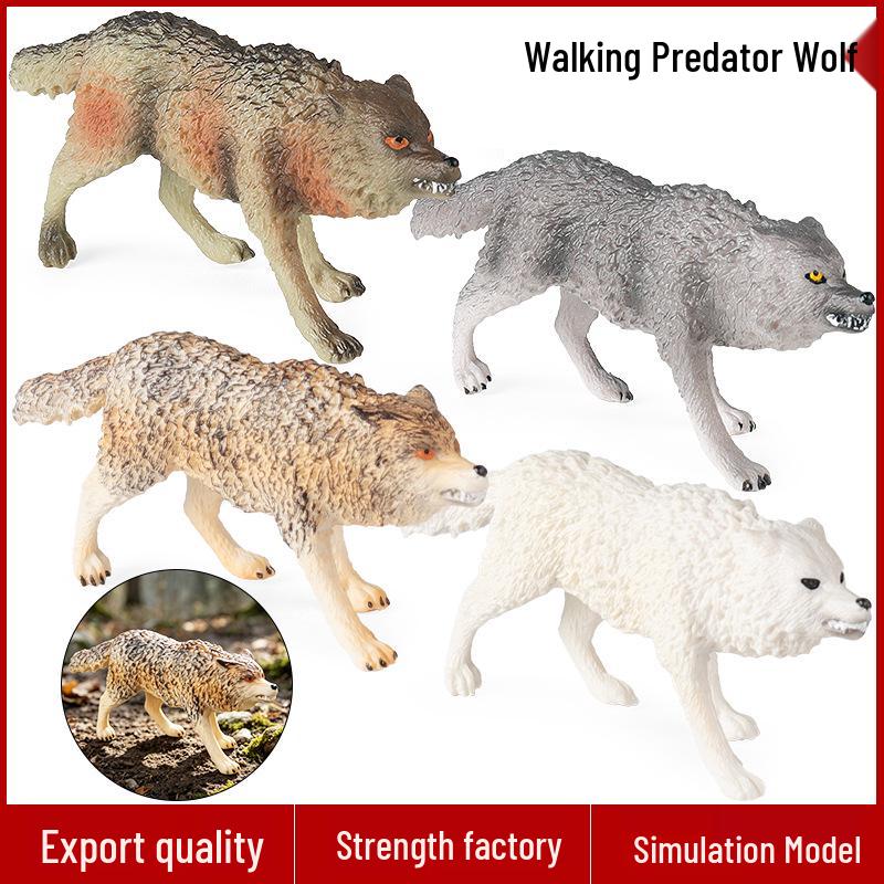 Cross-border Wild Animal Model: Prairie, Brown, Snow, Predator Wolves & Cub Educational Display Toy