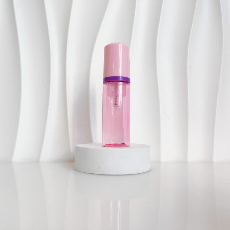 60ml Red Translucent Mousse Dispenser: Cosmetic Brush Foam Bottle for Face Wash and Travel Use