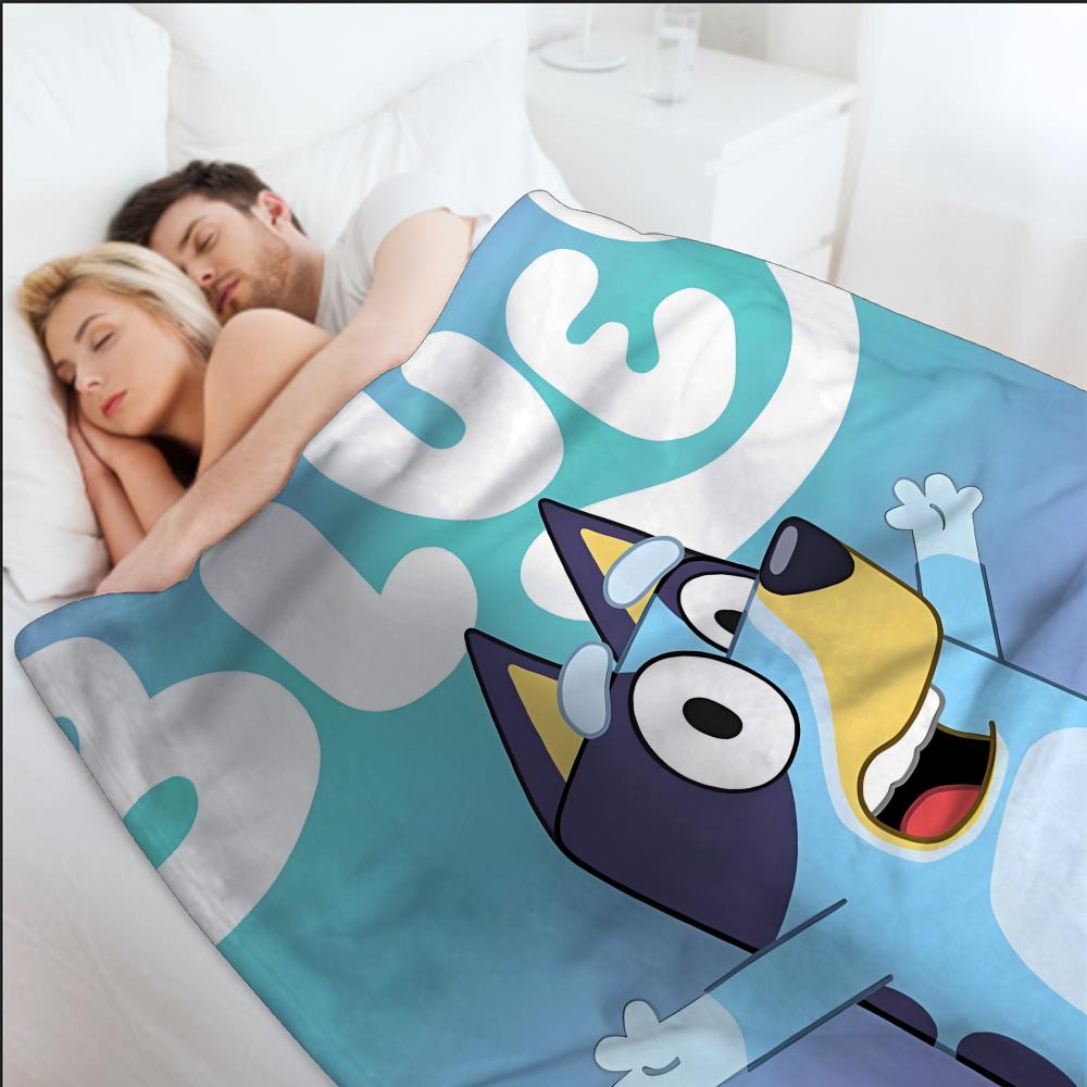 B-bluey-y Nadýchaná deka Estetická Přenosná Domů Cestování Kempování Pohovka Piknik Silná Teplá Flanelová deka