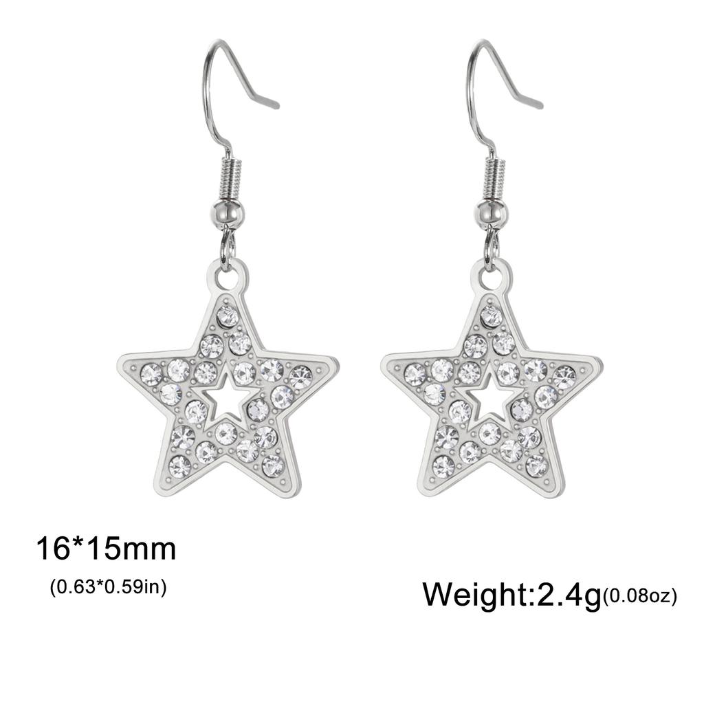 Cazador Clear Zircon Star Drop Dangle Earrings for Women Stainless Steel Pentagram Earrings Jewelry 2026 Trend Mother's Day Gift