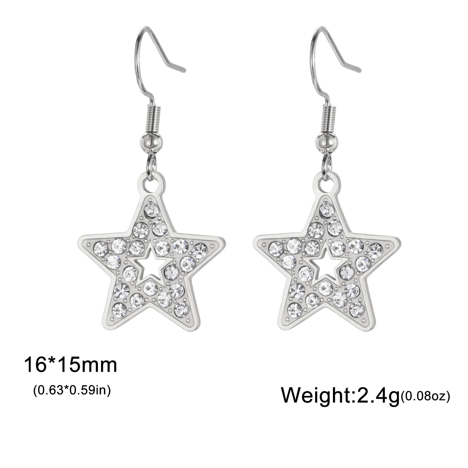 

Cazador Clear Zircon Star Drop Dangle Earrings for Women Stainless Steel Pentagram Earrings Jewelry 2026 Trend Mother s Day Gift