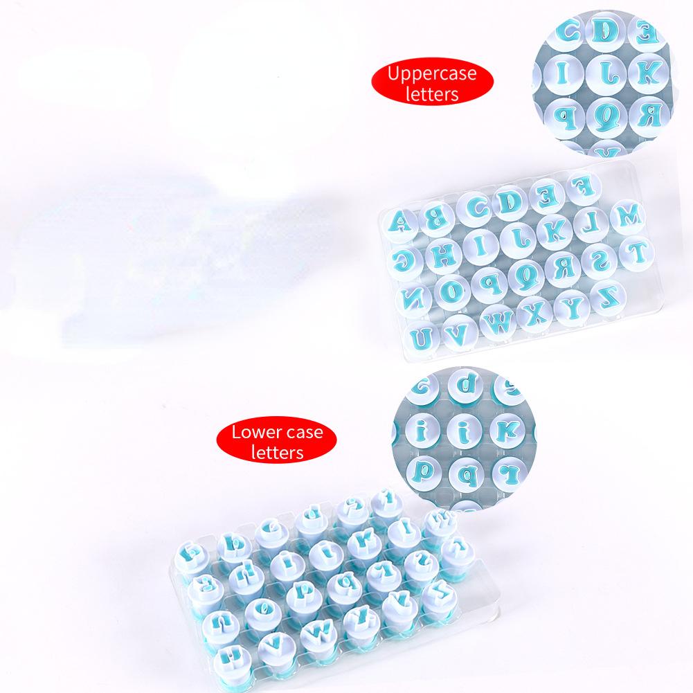 

26шт Буквено-цифрове печиво верхнього та нижнього регістрів Весняна форма Помадний торт Шоколадний друк Пластикові форми Інструменти для тортів lowercase letters