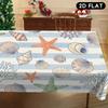Rechteckiger Tischdecke mit Meeresmotiv für Tischdekoration Sommer Meeresleben Seesterne Muscheln Korallen Gestreifte Tischdecke Party Dekoration